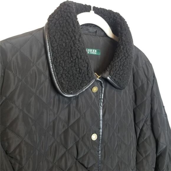 Lauren Ralph Lauren Womens Quilted Jacket L Classic Preppy Old Money Equestrian - Picture 5 of 9